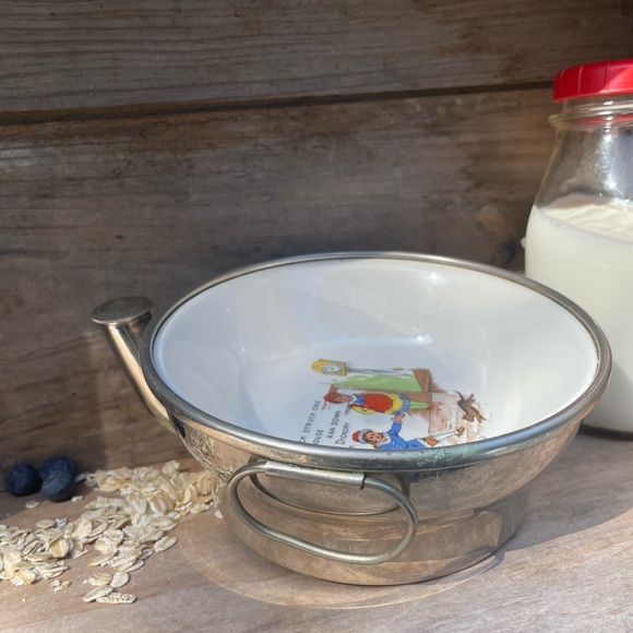 40's Warming Dish Porcelain Ceramic Baby / Childs Bowl - Picture 1 of 13